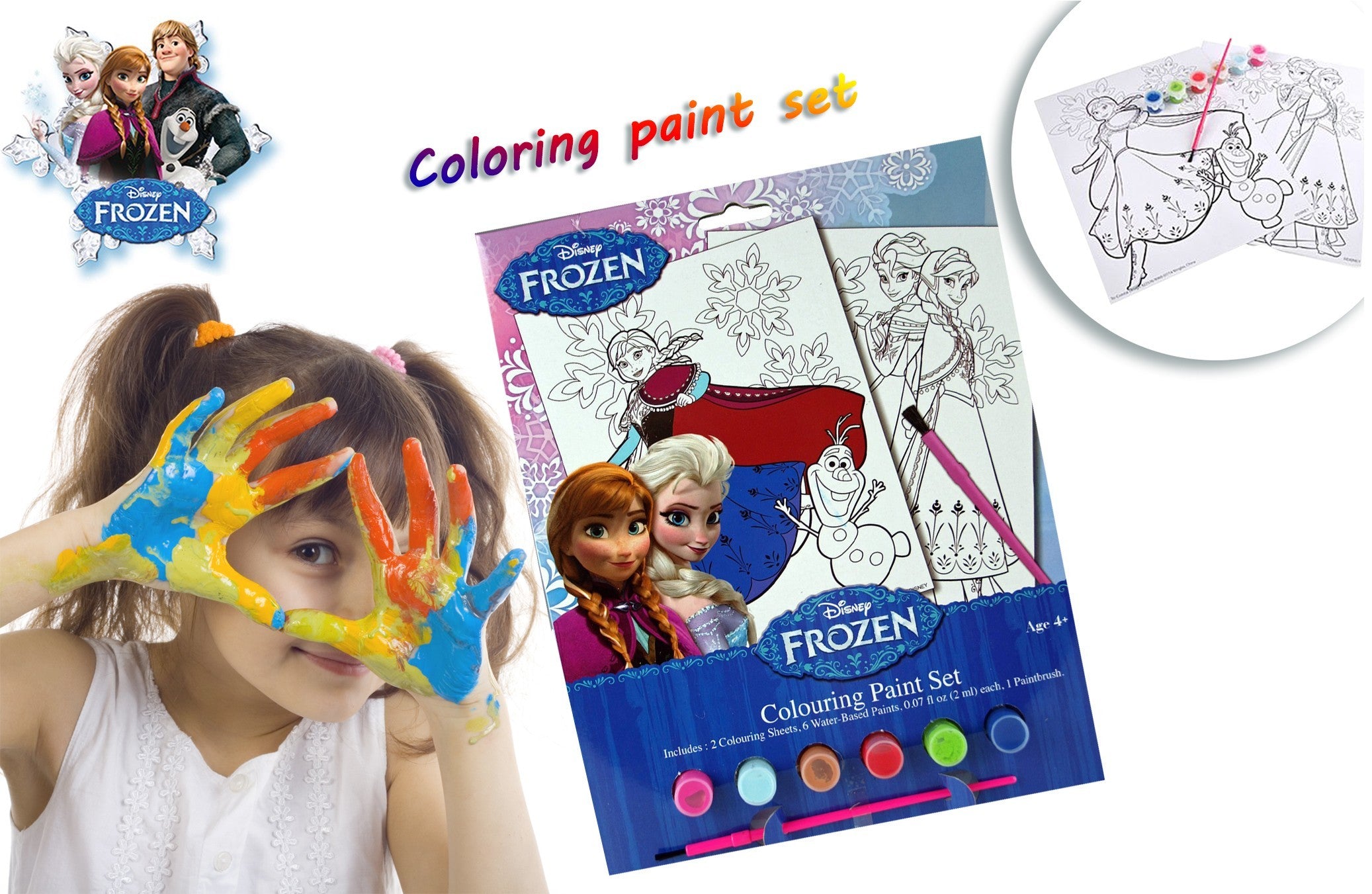 Set créatif coloriage avec aquarelles de la reine des neiges