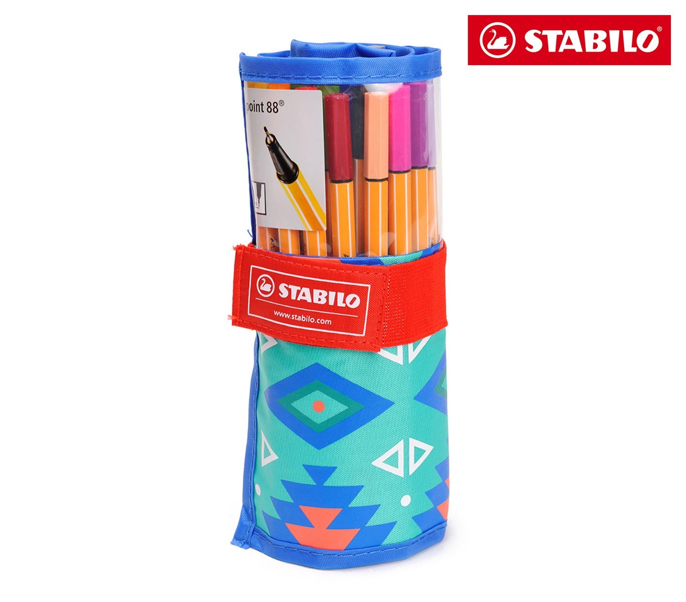 8825-061 Trousse enroulable 25 feutres Stabilo Point 88 trait 0,4 mm