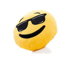 621042 Coussin décoratif émoticône motif tête avec lunettes de soleil 30 cm ø