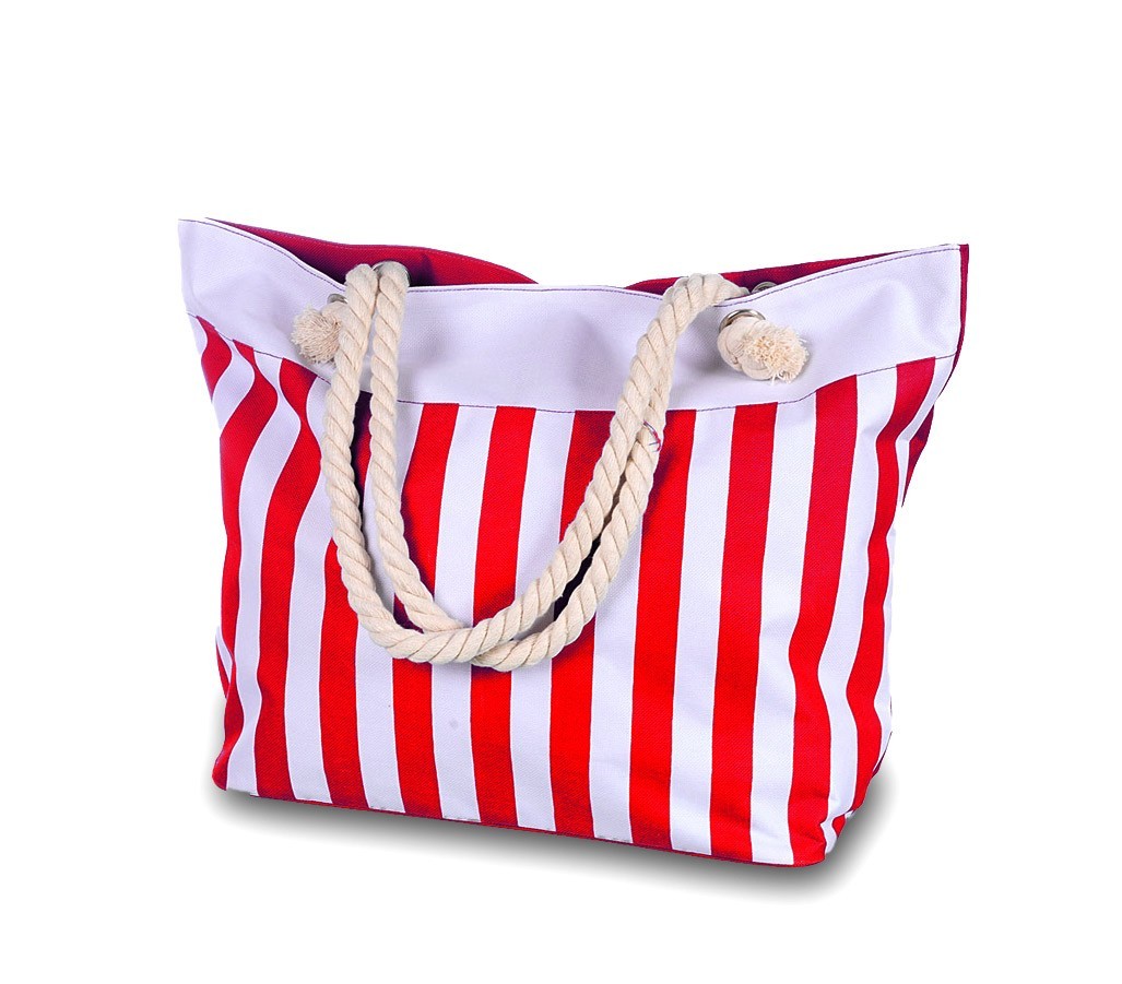 734229 Sac de plage modèle BEACHWEAR à rayures et doubles poignées en corde