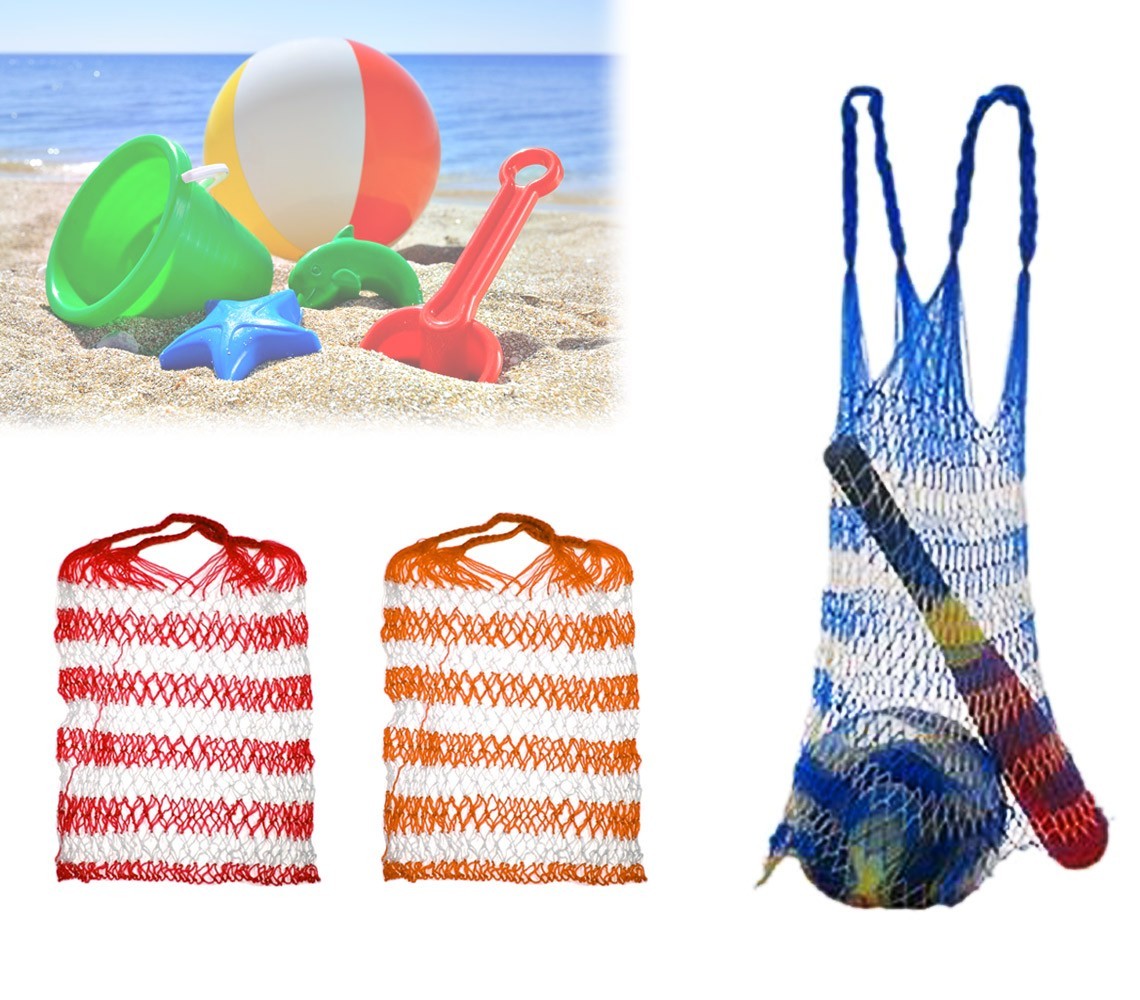 Sac filet pour transporter jeux et équipements pour la mer réseau de couleurs