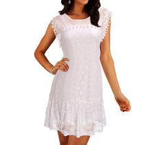 3912 Robe pour femme mod. FLAMINIA courte en dentelle à col rond du S à XXL