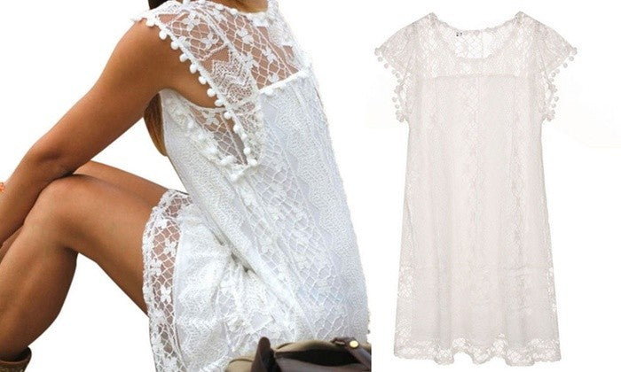 3912 Robe pour femme mod. FLAMINIA courte en dentelle à col rond du S à XXL