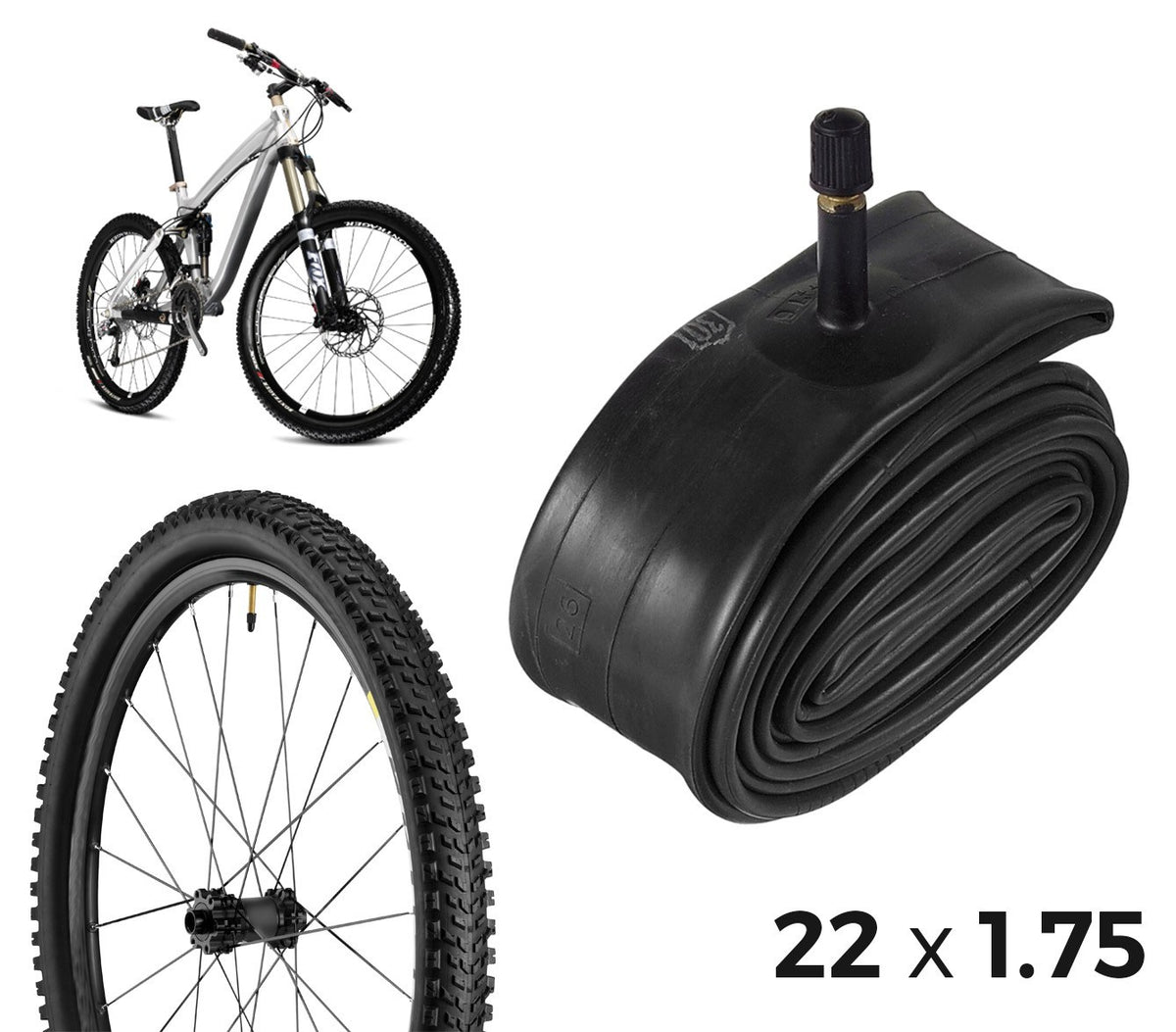 Chambre à air pour vélo 304567 réparation des crevaisons dimensions 22 x 1.75