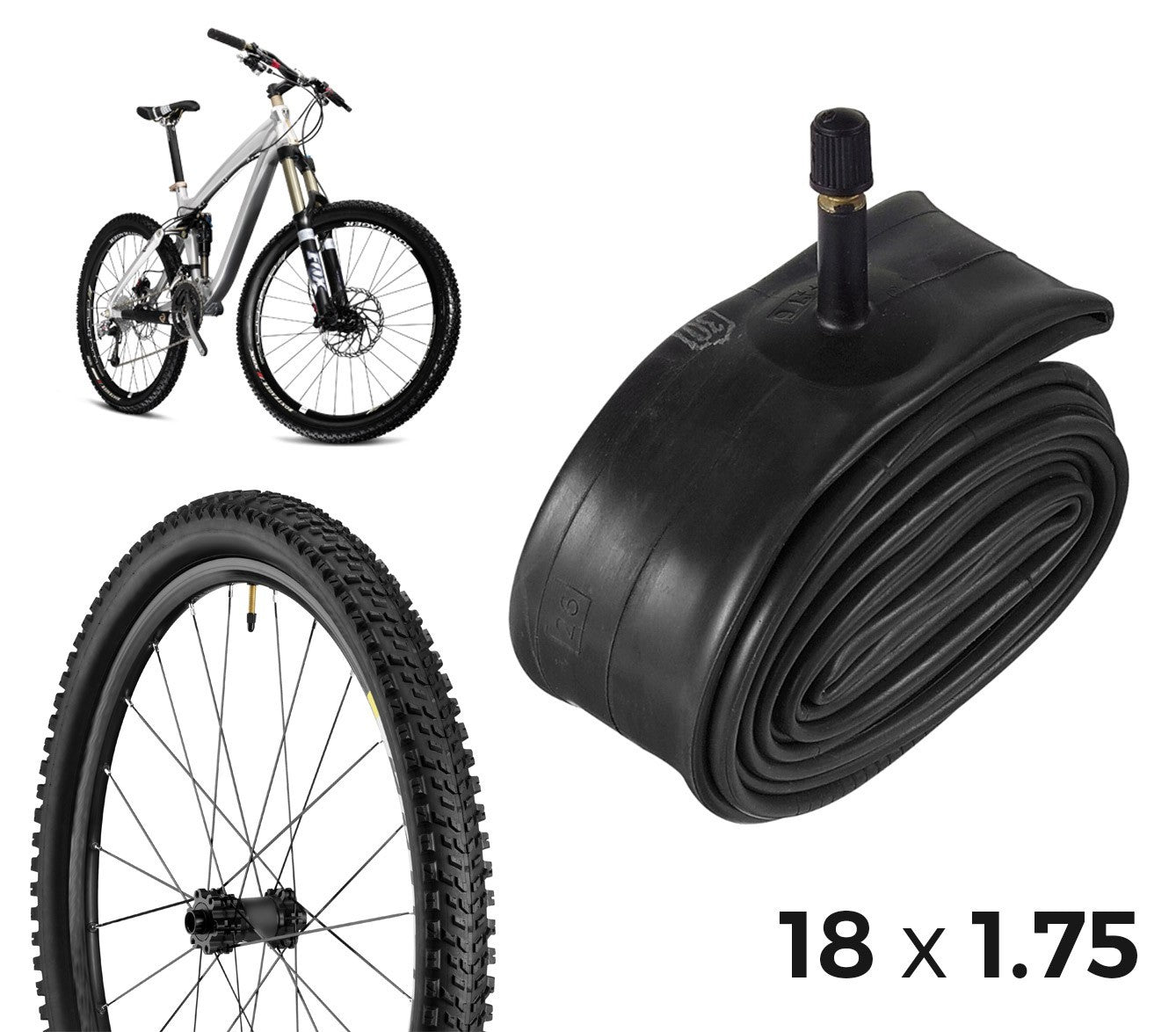 Chambre à air pour vélo 304598 réparation des crevaisons dimensions 18 x 1.75