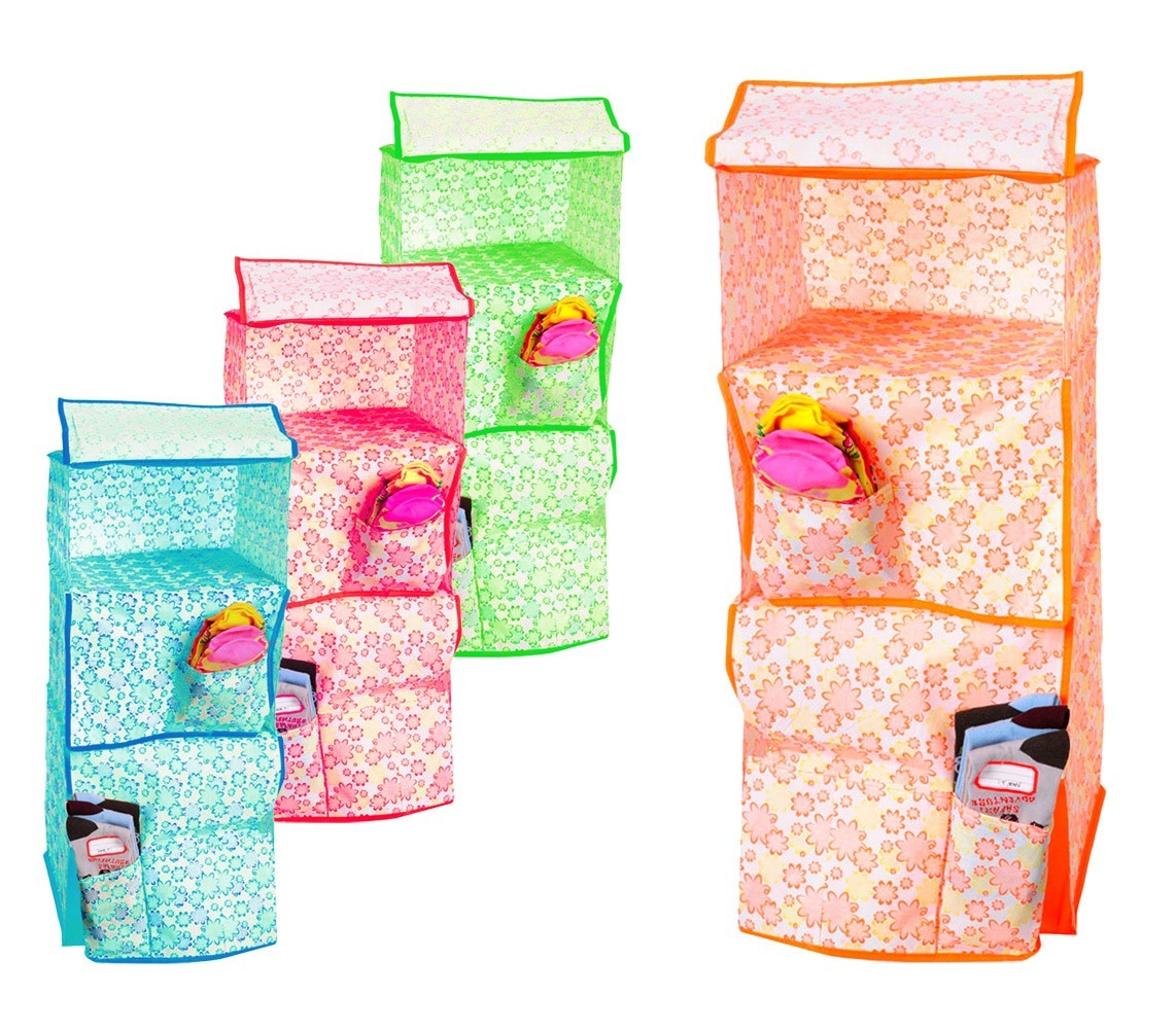 748225 Organisateur de vêtements à suspendre 3 tablettes 68 x 30 x 30cm