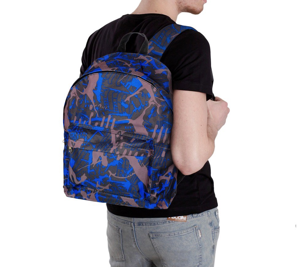 736224 Sac à dos CARSWO camouflage bleu et gris en tissu imperméable