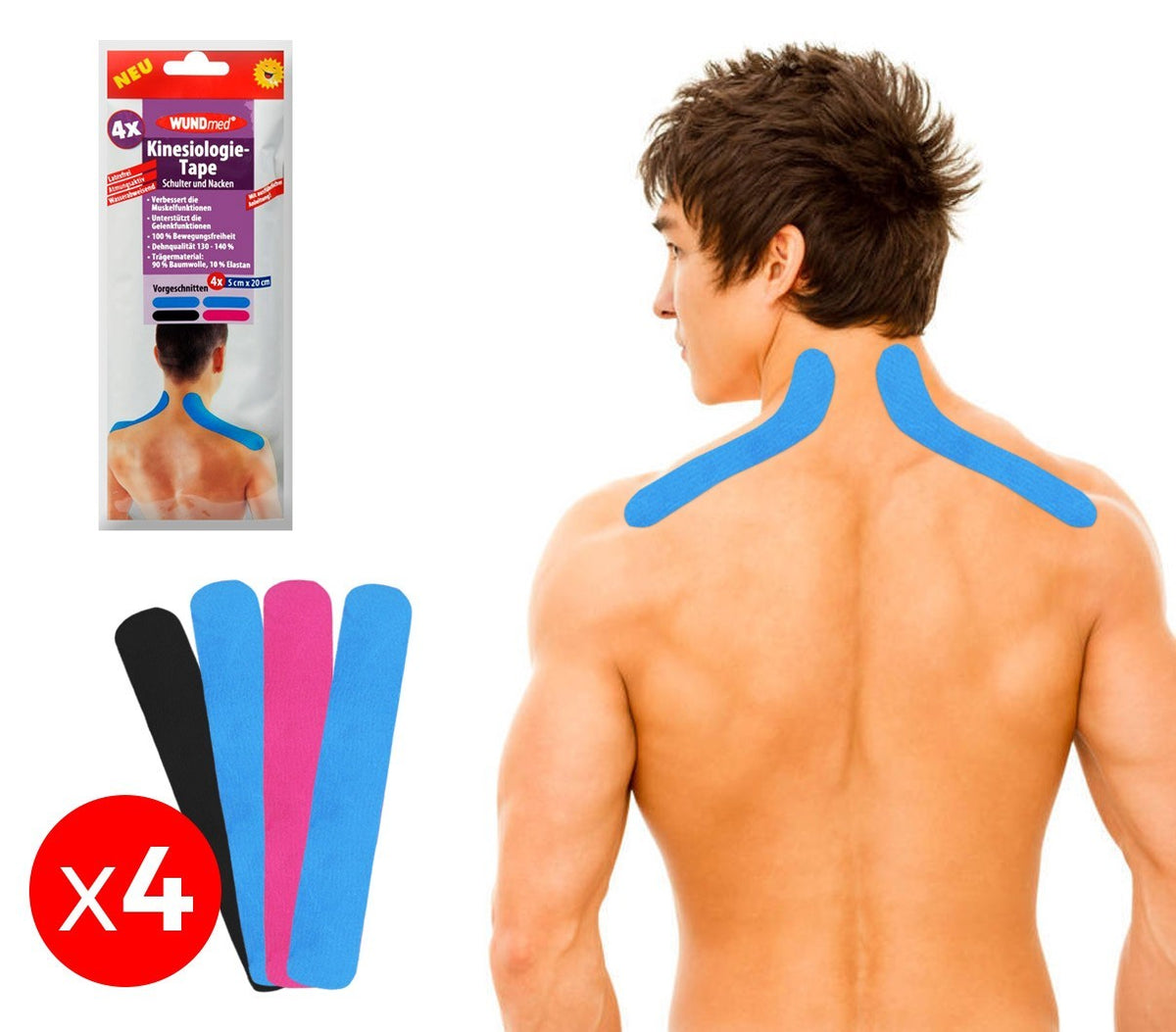 626657 Set de 4 patchs de kinésiologie appliquée pour épaule et nuque taping