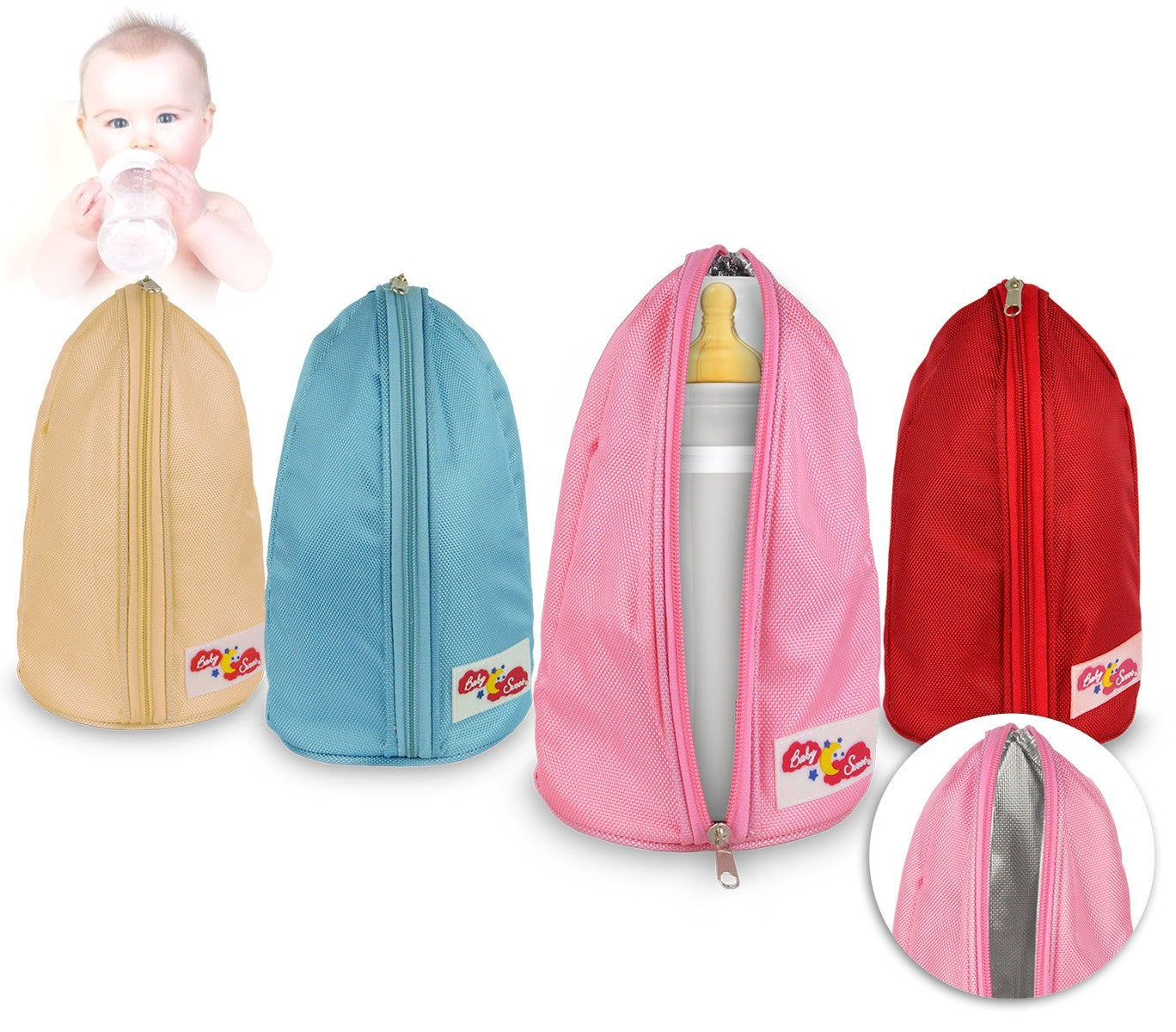 270028 Grand porte-biberon isotherme 28x14cm avec poche sur le dos et sangle