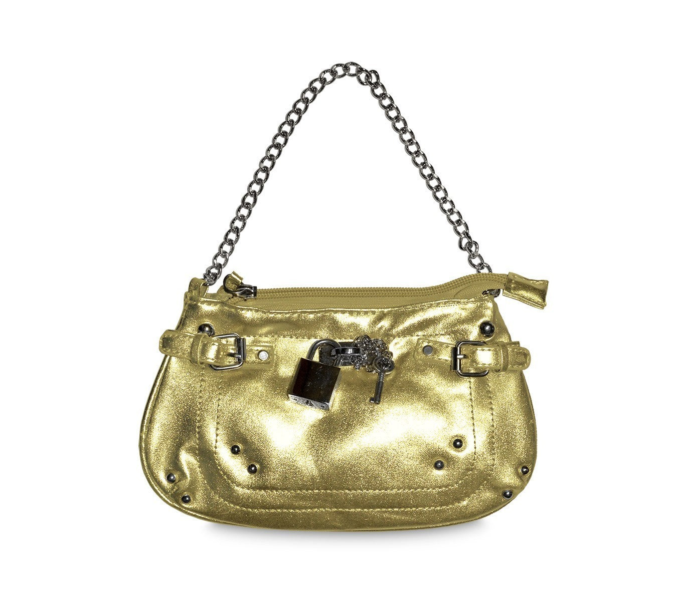 Sac à main - Pochette - en faux cuir laminé avec détails chaine et cadenas