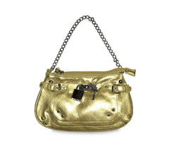 Sac à main - Pochette - en faux cuir laminé avec détails chaine et cadenas