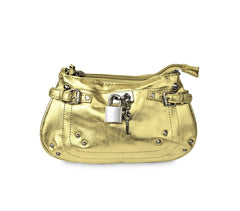 Sac à main - Pochette - en faux cuir laminé avec détails chaine et cadenas
