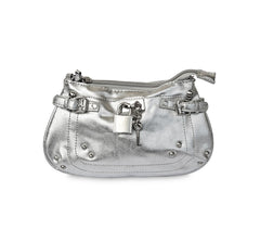Sac à main - Pochette - en faux cuir laminé avec détails chaine et cadenas