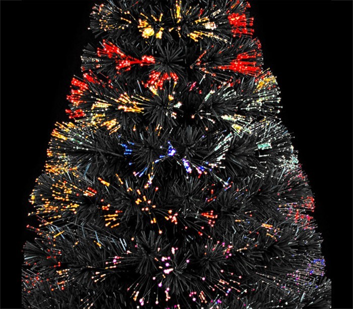 272332 Sapin de Noël noir en fibres optiques lumineuses multicolores 120 cm