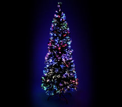 272332 Sapin de Noël noir en fibres optiques lumineuses multicolores 120 cm