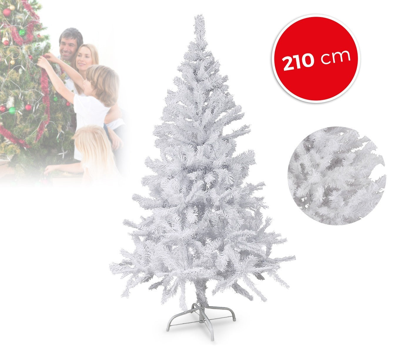 168765 Sapin de Noël synthétique NOEL BLANC haut de 210 cm Blanc 860 branche