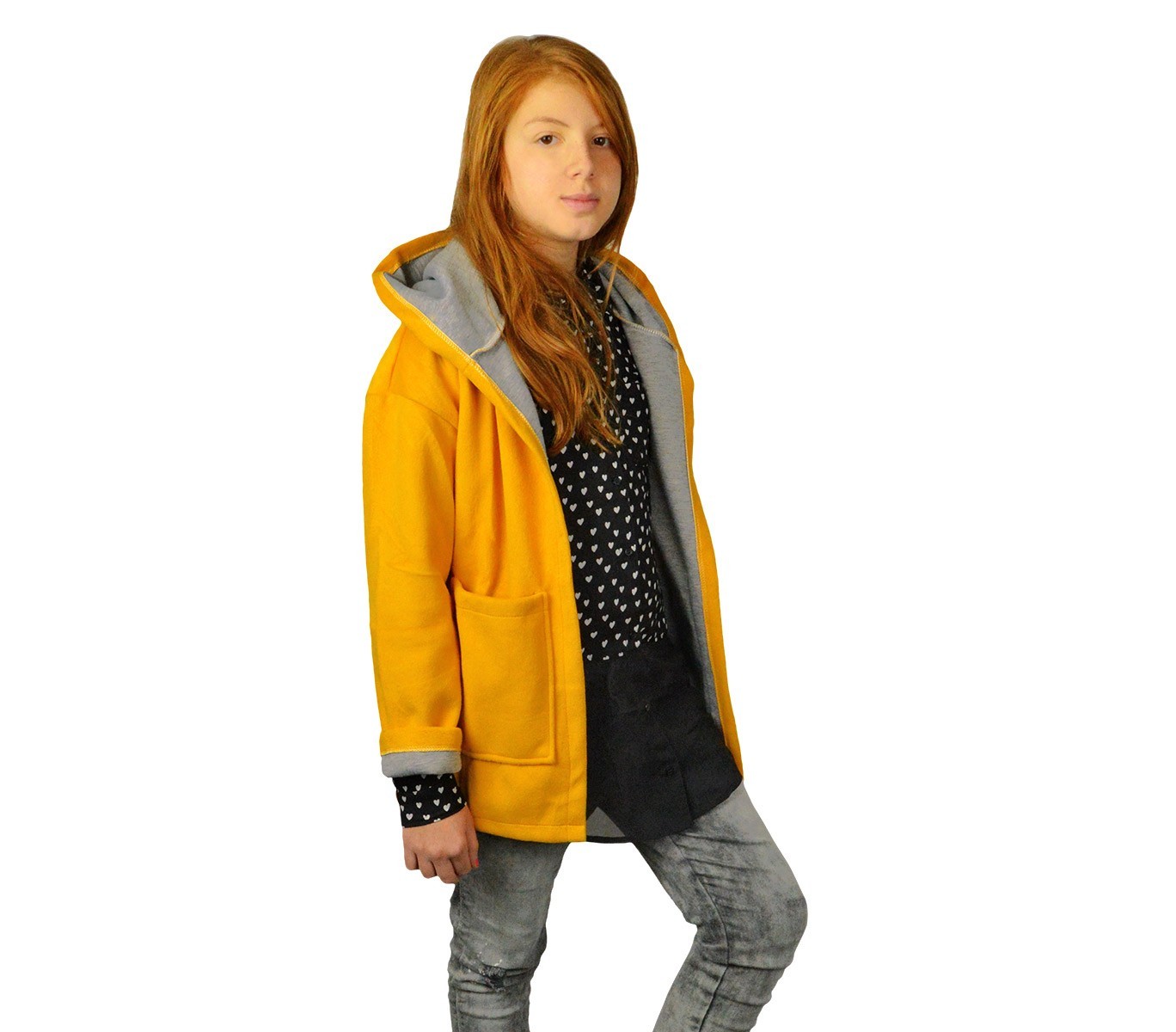 3448 Manteau pour enfant en polaire avec capuche mod. Amabel 2 couleurs 9-16 ans