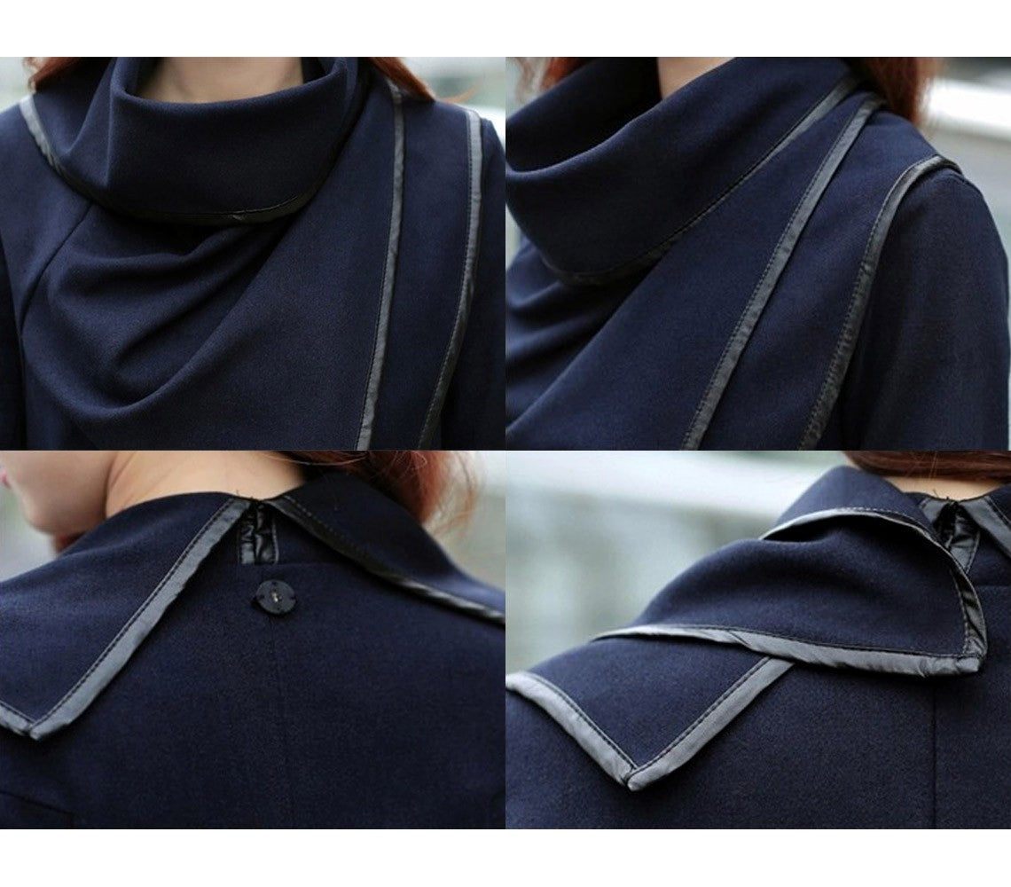 Cardigan femme asymétrique mod. Jenny style décontracté et poignets similicuir