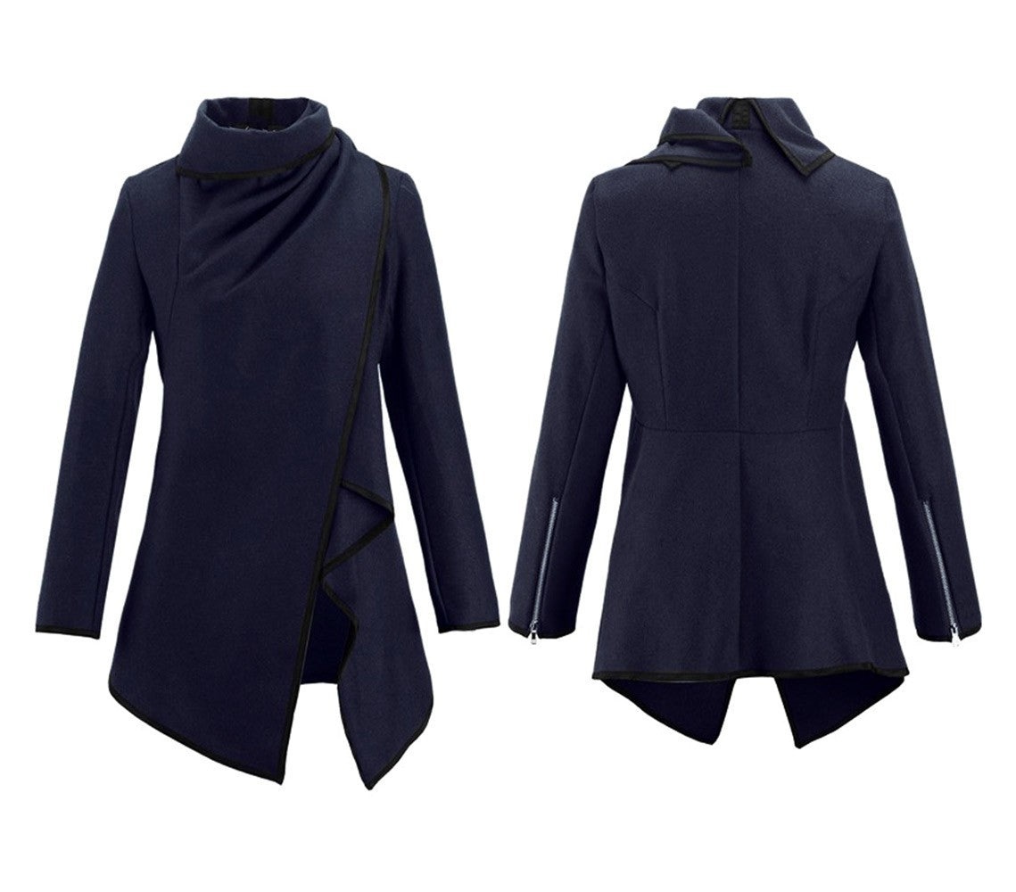 Cardigan femme asymétrique mod. Jenny style décontracté et poignets similicuir