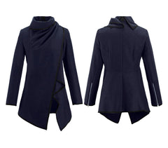 Cardigan femme asymétrique mod. Jenny style décontracté et poignets similicuir
