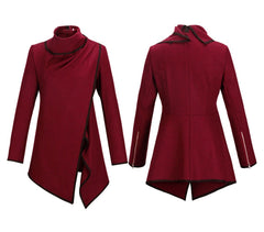 Cardigan femme asymétrique mod. Jenny style décontracté et poignets similicuir