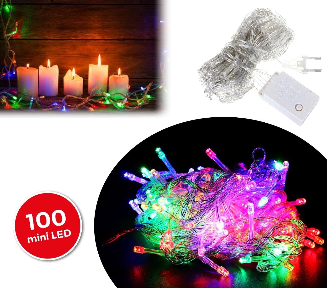 498831 Lumières de Noël MULTICOLORES 100 LED 8 jeux de lumières