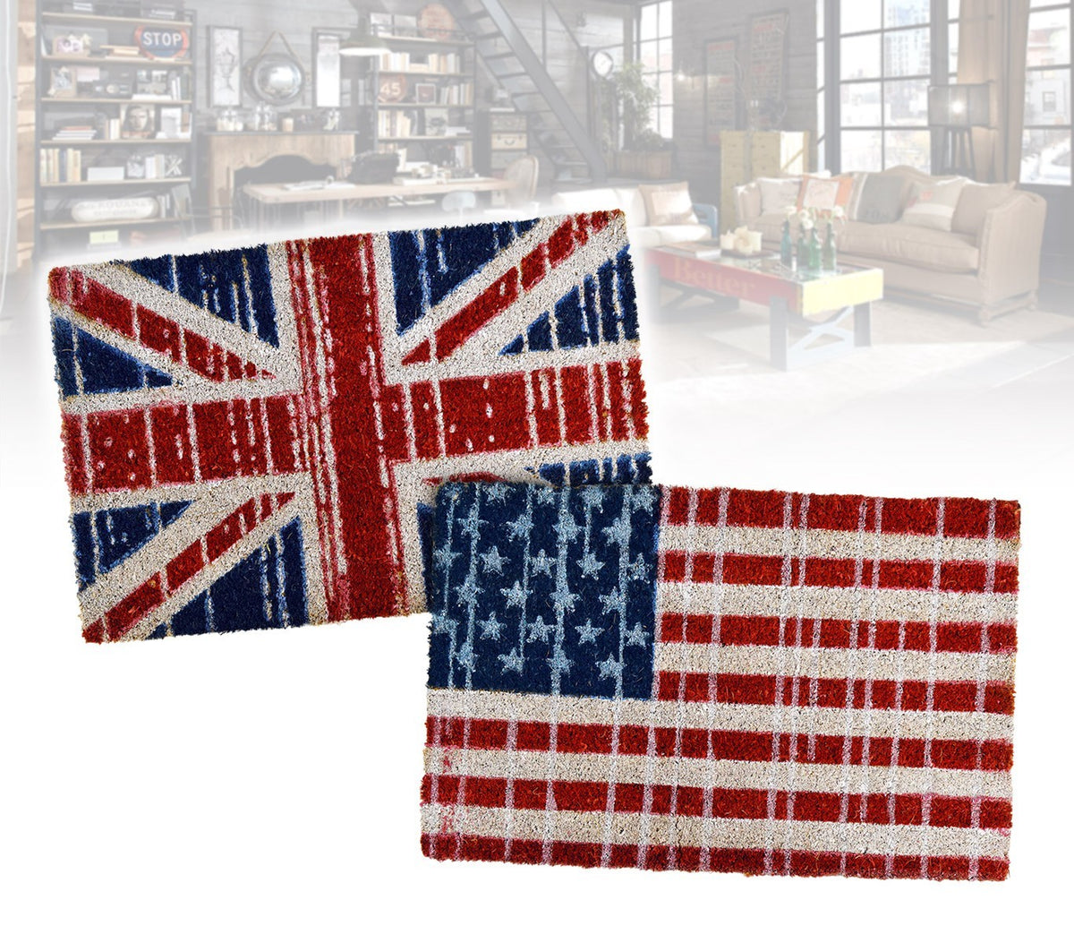 239803 Paillasson antidérapant en fibres de coco 40 x 60 cm mod. FLAGS