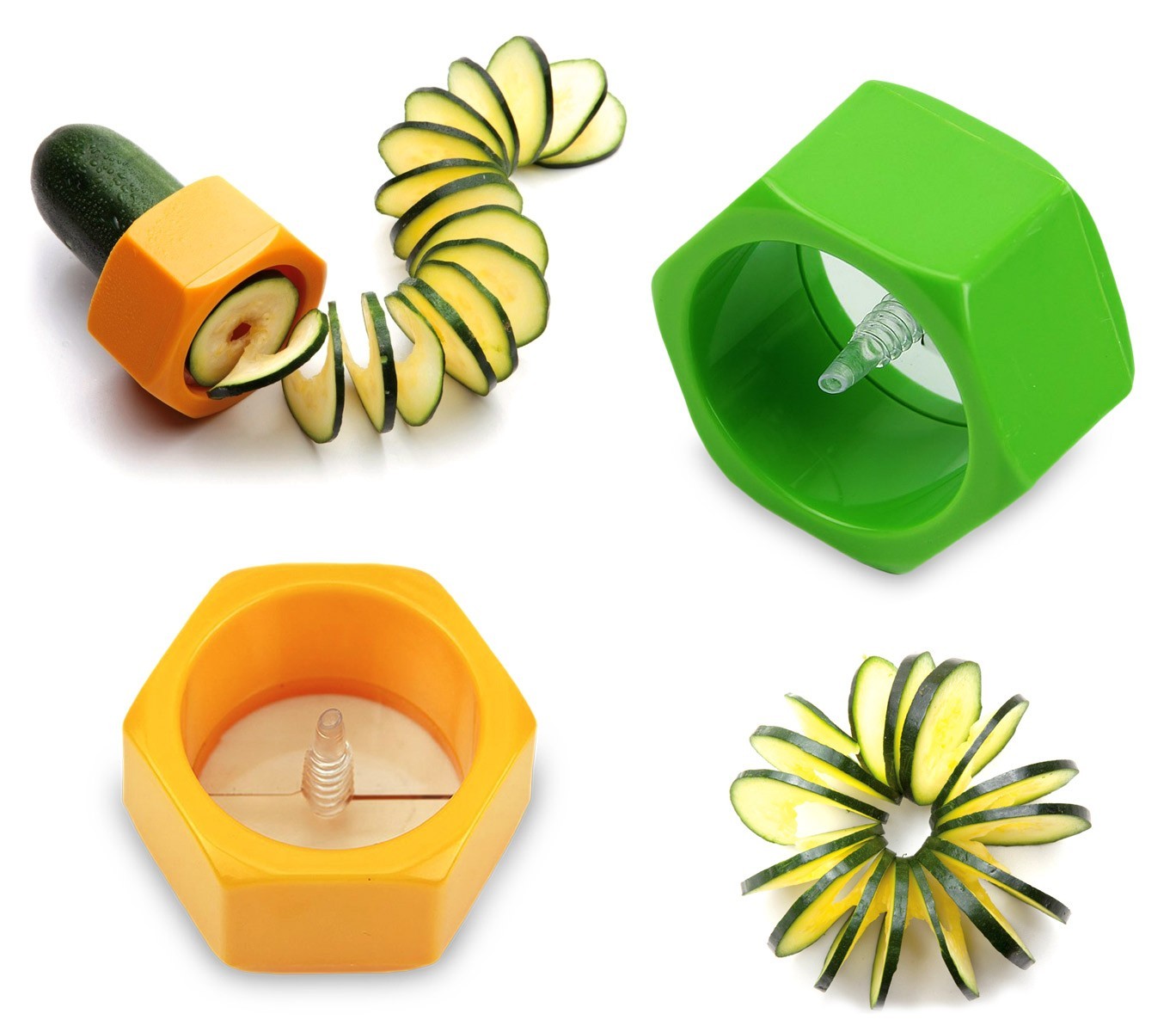 320068 Taille courgettes et légumes en spirale - forme d'écrou (Jaune)