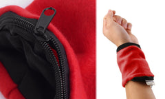 Essui sueur poignet / brassard en microfibre avec porte-monnaie - poche zip