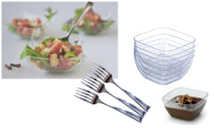 609607 - FINGER FOOD vaisselle en plastique + couverts (jeu de 54 pièces)