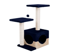 HK1010 Niche avec griffoir pour chats avec colonne en sisal et deux tablettes
