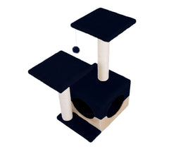 HK1010 Niche avec griffoir pour chats avec colonne en sisal et deux tablettes