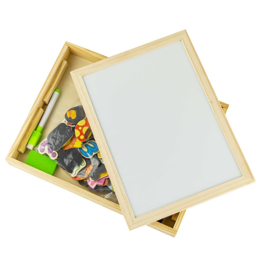 Jeu pour enfant Puzzle magnétique avec tableau double face aimanté craies 90pcs