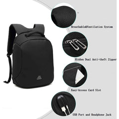 Sac à dos étanche pour ordinateur 15,6" avec port USB et système antivol