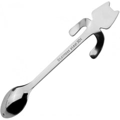 Set 4 cuillères à thé CAT avec clip de support en acier inoxydable
