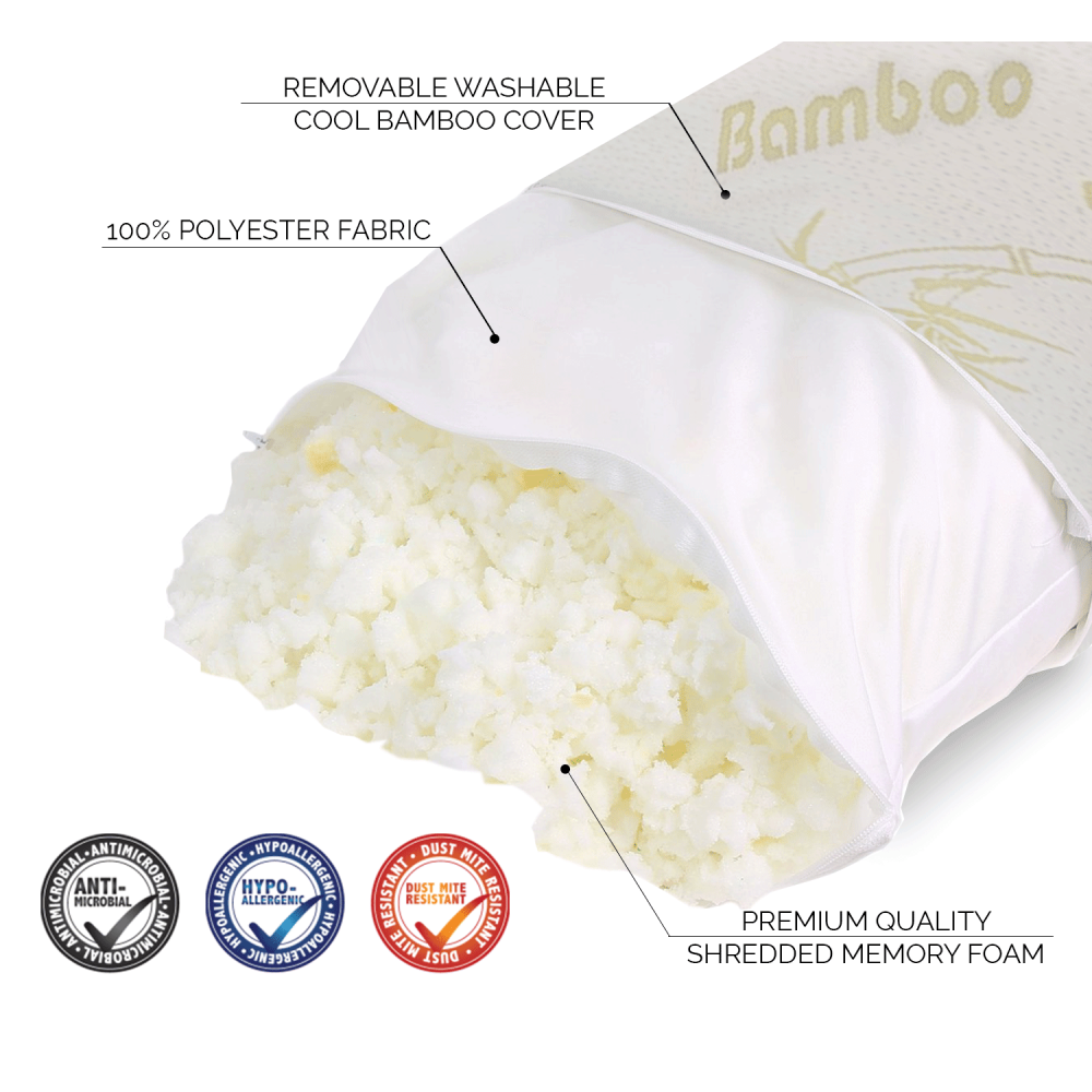 784071 Oreiller cervical en mousse viscoélastique Memory Foam Bamboo 40x70cm