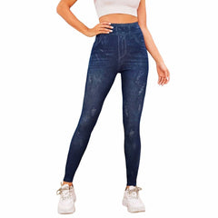 1113 Pack 2 leggings thermiques effet denim avec doublure polaire T. unique