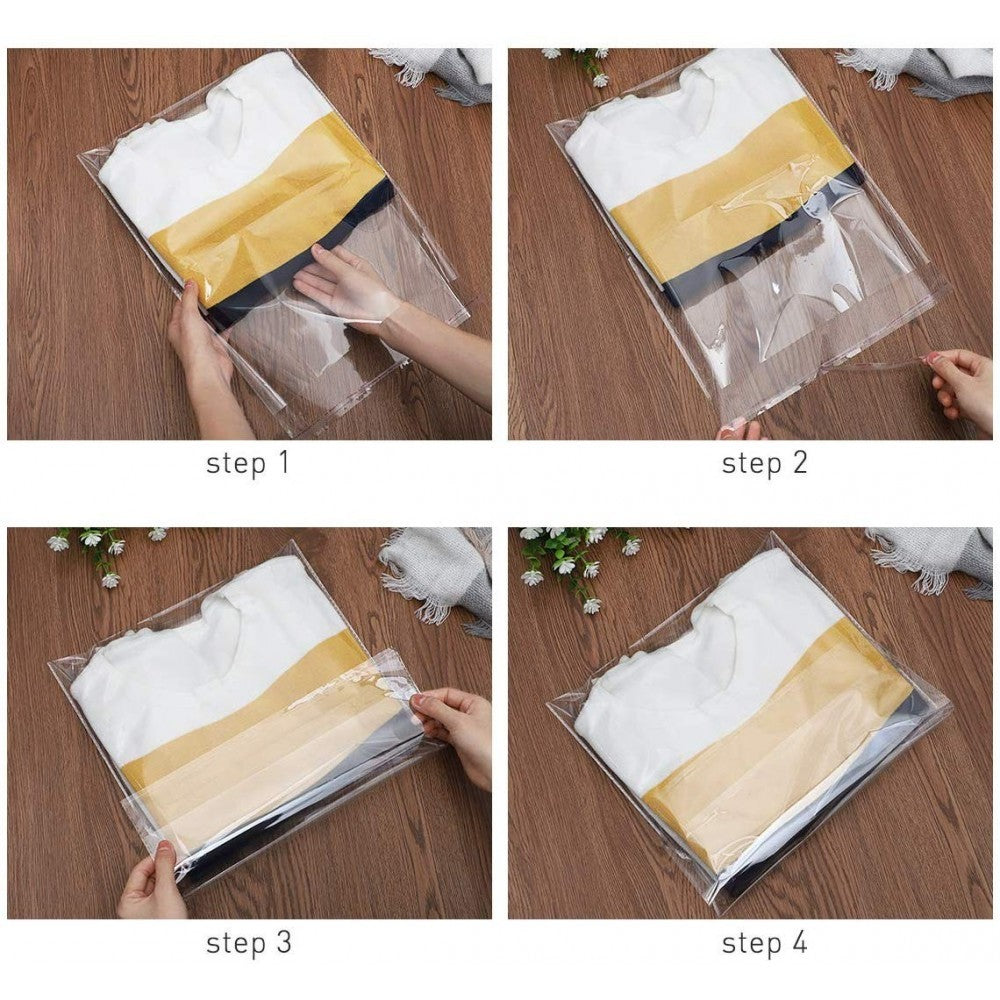 100 sachets plastiques transparents cellophane fermeture adhésive 30x44cm