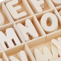 Lettres en bois clair à personnaliser 130pcs décoration shabby chic avec caisse