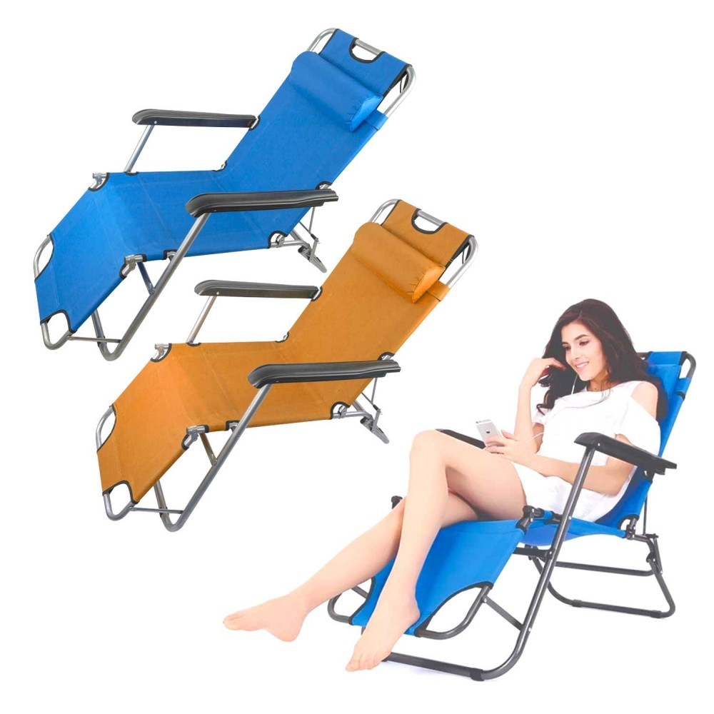 320389 Transat 2 en 1 inclinable et pliable Onshore textilène et métal