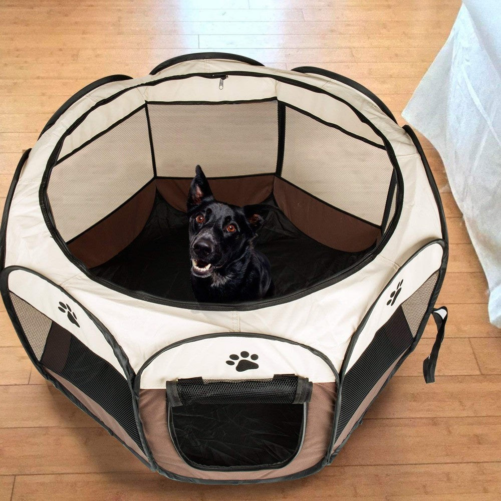 Parc enclos chien pour petits animaux Pop-Up Beige 76x58cm