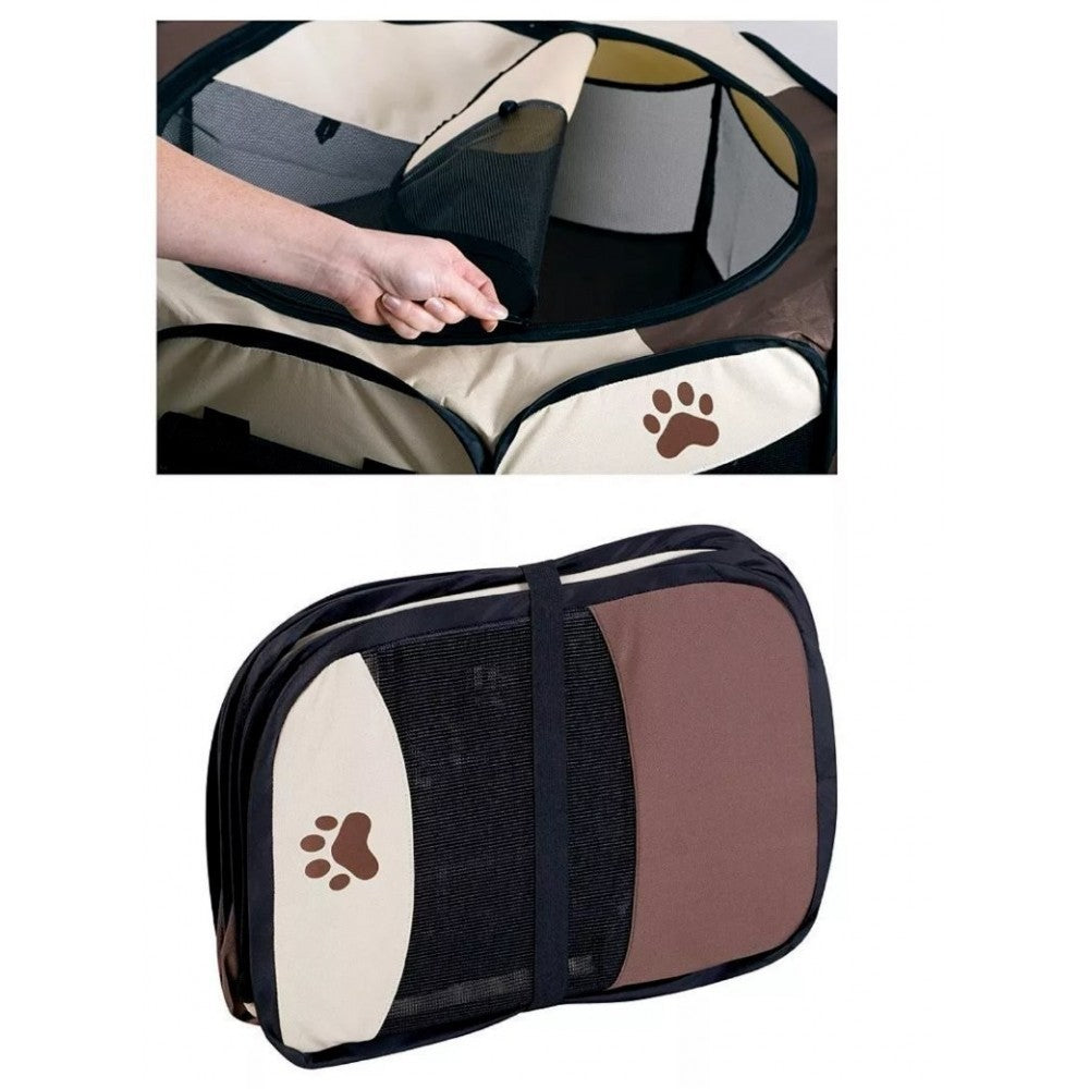 Parc enclos chien pour petits animaux Pop-Up Beige 76x58cm