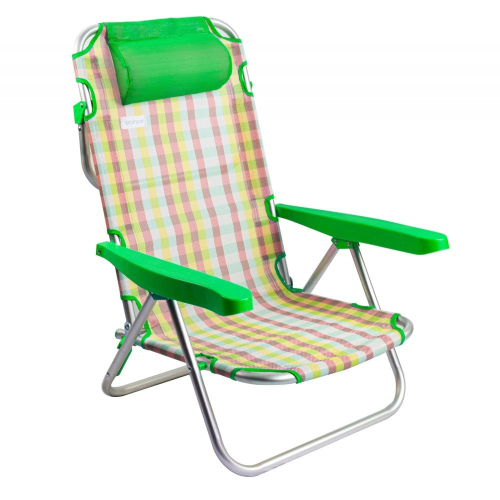 545126 ONSHORE Transat pliante et inclinable en tissu à carreaux