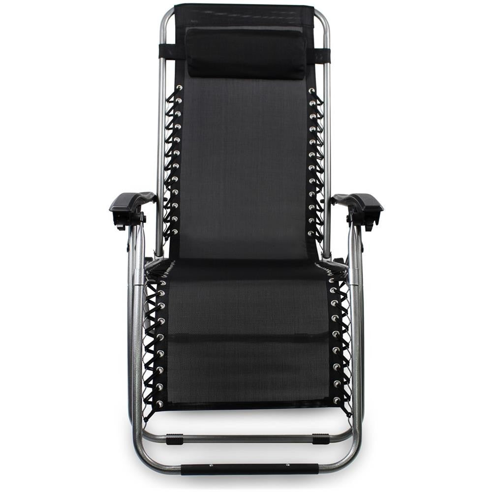 604001 EVERTOP Chaise de plage pliante et inclinable GRAVITÀ ZERO BLACK