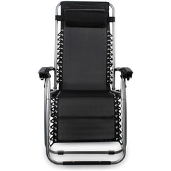604001 EVERTOP Chaise de plage pliante et inclinable GRAVITÀ ZERO BLACK