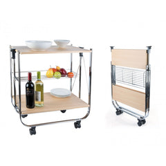 Desserte de cuisine pliable en bois OAK 40x67.5x70h cm 4 roues