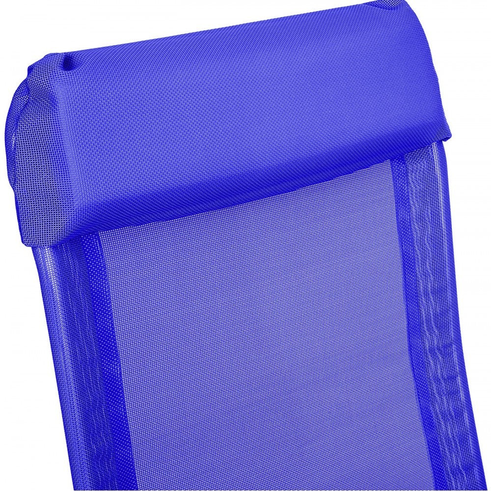 770459 Chaise de plage inclinable  en textilène FORMIA avec accoudoirs BLEU