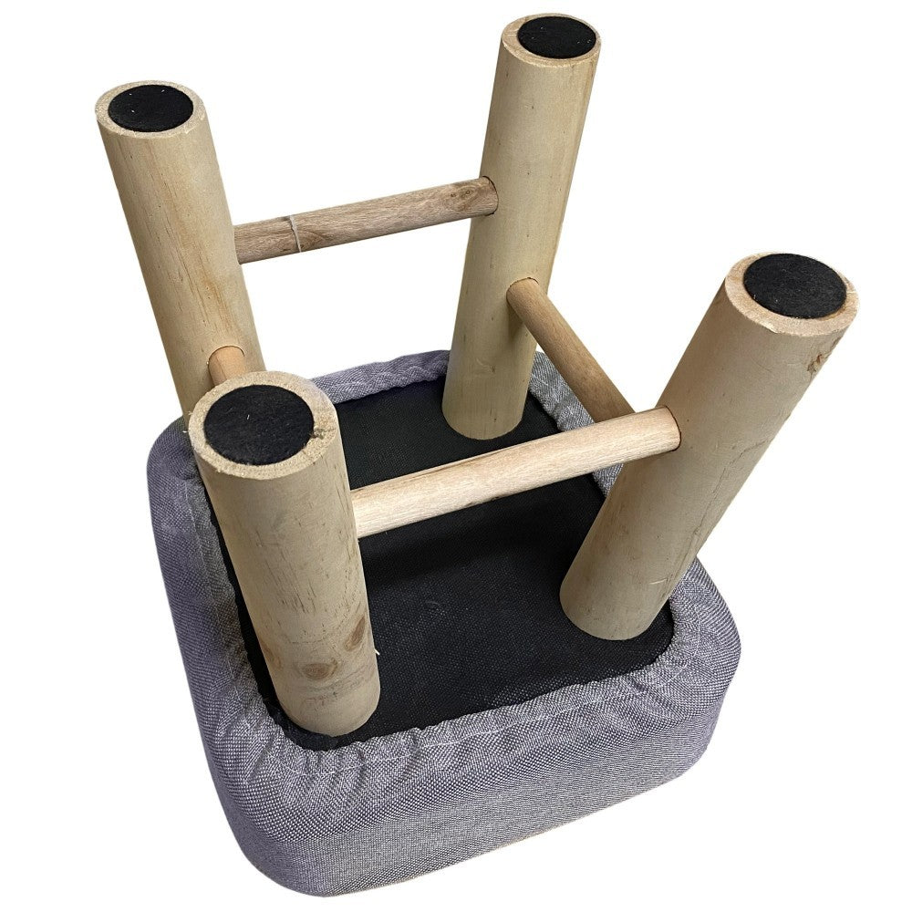 225038 Tabouret carré repose-pieds rembourré en bois de pin 27X27x30cm