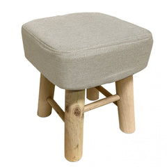 225038 Tabouret carré repose-pieds rembourré en bois de pin 27X27x30cm