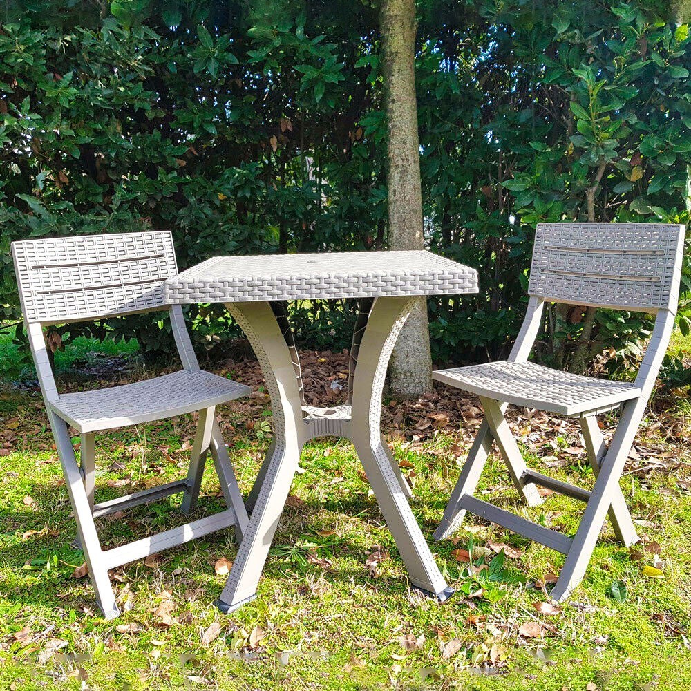 Table Rigoletto en résine de rotin gaufré KROPLAST pour extérieur 60x60xh70cm